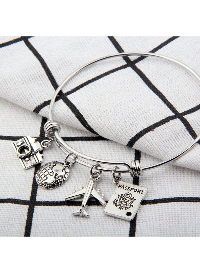 SEIRAA Travel Bracelet Expandable Wire Bracelet Bangle Charm Bracelets Gift for Traveler (Travel Bangle) - Image 2