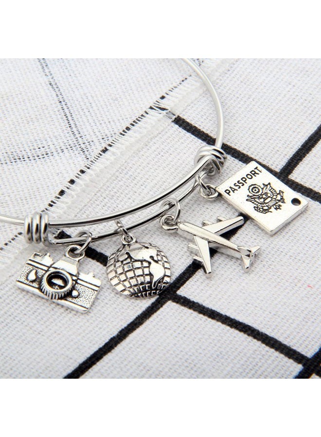 SEIRAA Travel Bracelet Expandable Wire Bracelet Bangle Charm Bracelets Gift for Traveler (Travel Bangle) - Image 3