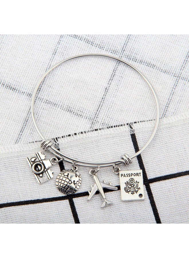 SEIRAA Travel Bracelet Expandable Wire Bracelet Bangle Charm Bracelets Gift for Traveler (Travel Bangle) - Image 4