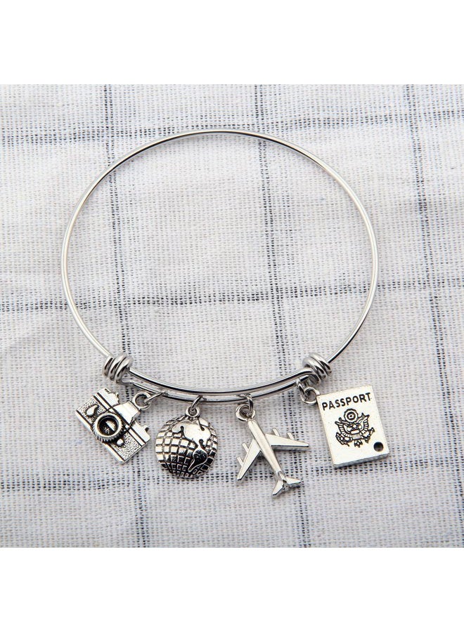 SEIRAA Travel Bracelet Expandable Wire Bracelet Bangle Charm Bracelets Gift for Traveler (Travel Bangle) - Image 5
