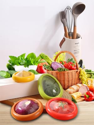 Minitul 4PCS Fruit and Vegetable Storage Containers For Refrigerator Reusable Food Containers Airtight Veggie Crisper Sealed Box Saver Fresh Keeper for Cut Lemon Sliced Onion - Image 4