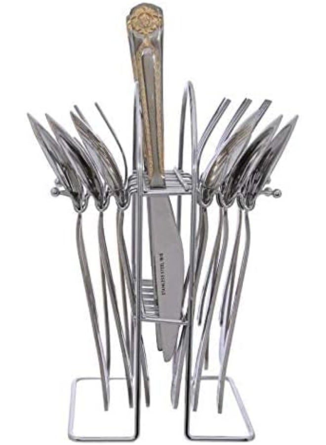 Berger Stainless Steel Cutlery Set with Stand - 24 Piece, Silver - Image 1