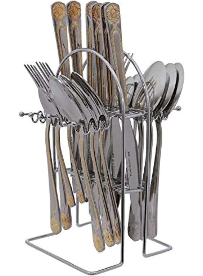 Berger Stainless Steel Cutlery Set with Stand - 24 Piece, Silver - Image 2