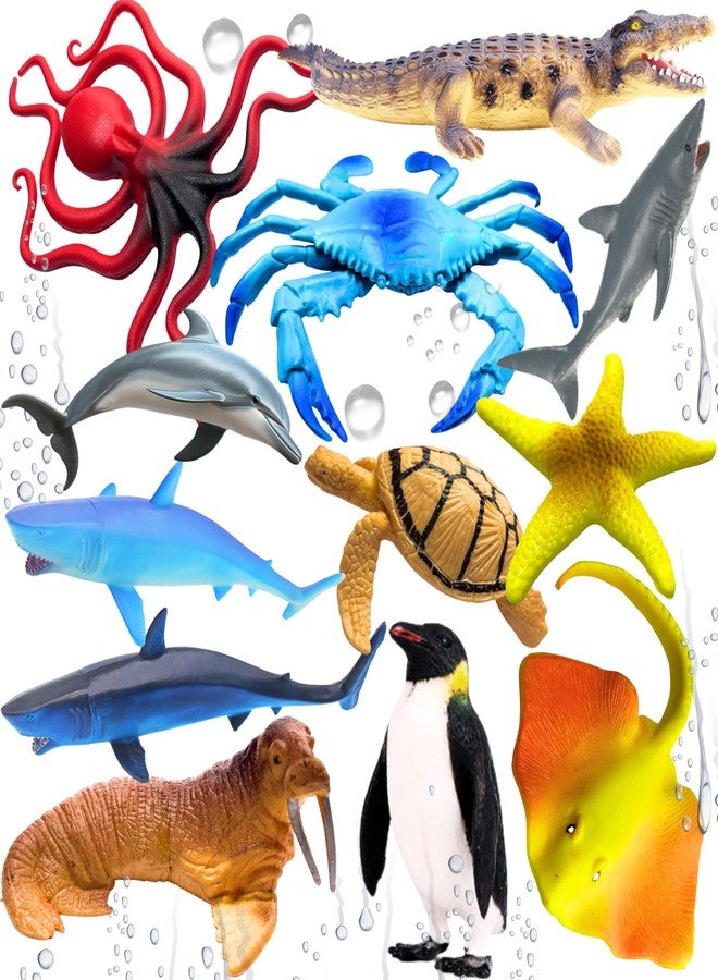 Mallexo Realistic Ocean Underwater Animals Figures Toy Playset for Kids 3+| 12PCS Water Animal Figurine Toys Set for Boys and Girls Birthday Gifts for Children Decoration Educational & Learning Items - Image 1