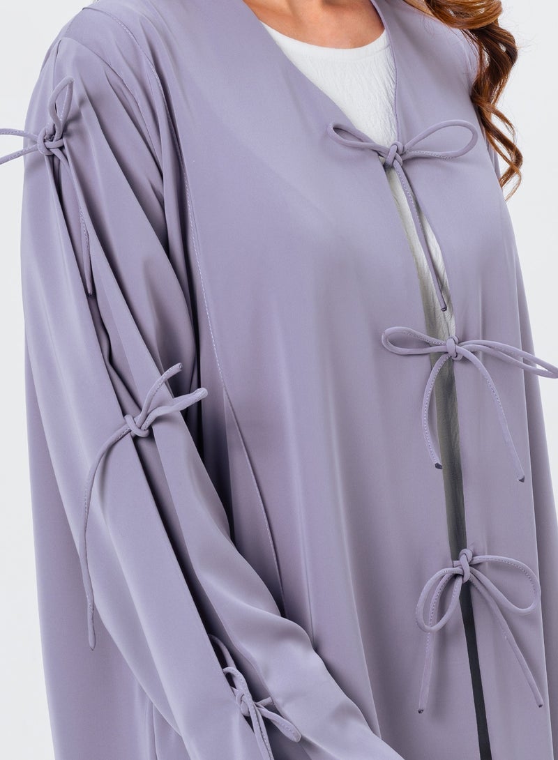 IZEL Lavender Tie – up Abaya - Image 2