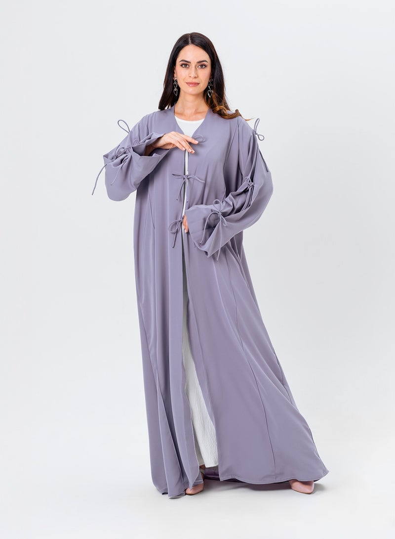 IZEL Lavender Tie – up Abaya - Image 1