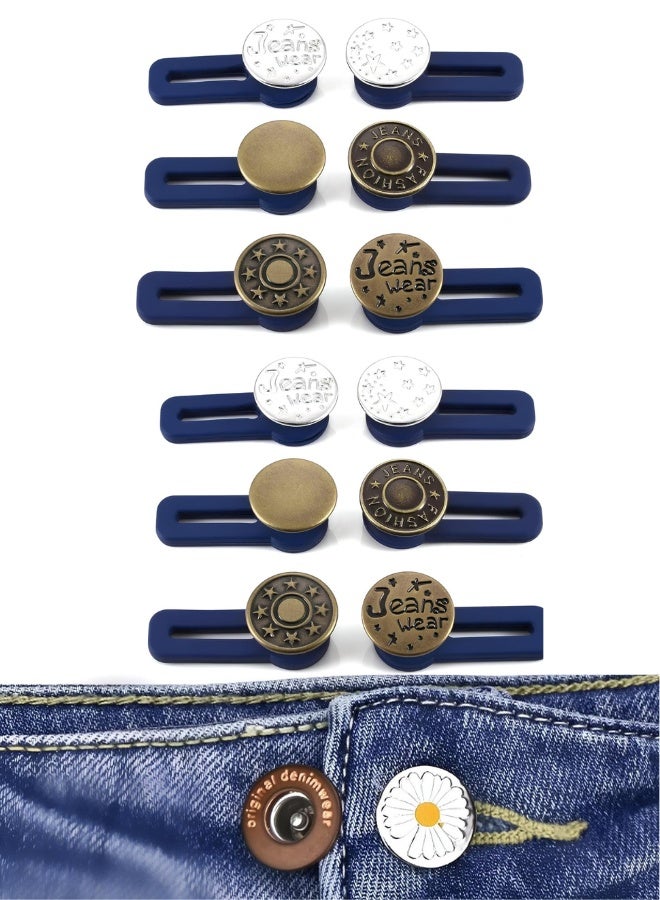 موسعات أزرار البناطيل والتنانير - مشابك خصر معدنية قابلة للتعديل للجينز والسراويل والتنانير، ملائمة للرجال والنساء - عبوة من 12 قطعة - Image 1