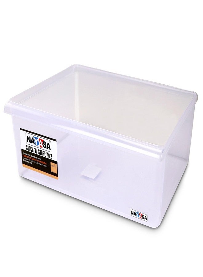 Nayasa Stack N Store Set of 4 | 5 Ltrs & 12 Ltrs |Small + Big | Plastic Storage Boxes with Lid | Side Handle | Stackable Boxes | Multipurpose Storage | Strong and Durable Quality | Clear - Image 3