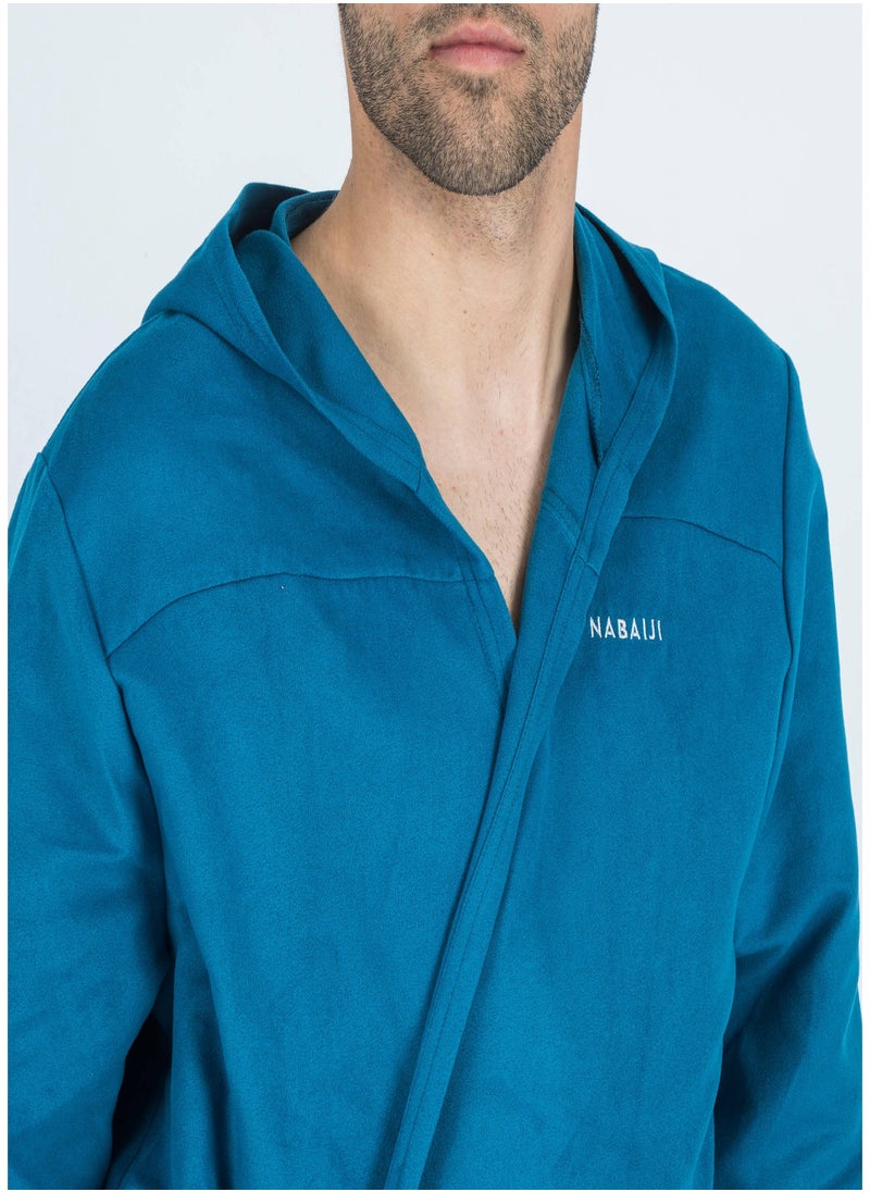 NABAIJI NABAIJI by DECATHLON, Men's Compact Microfibre Hooded Bathrobe Lightweight & Absorbent Dark Blue  - Image 3