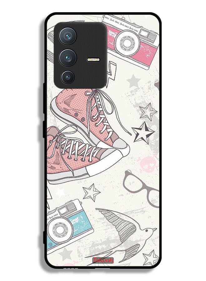 Tolwak Vivo S12 Pro 5G Protective Case Cover Canva Shoes And Camera Art - Image 1