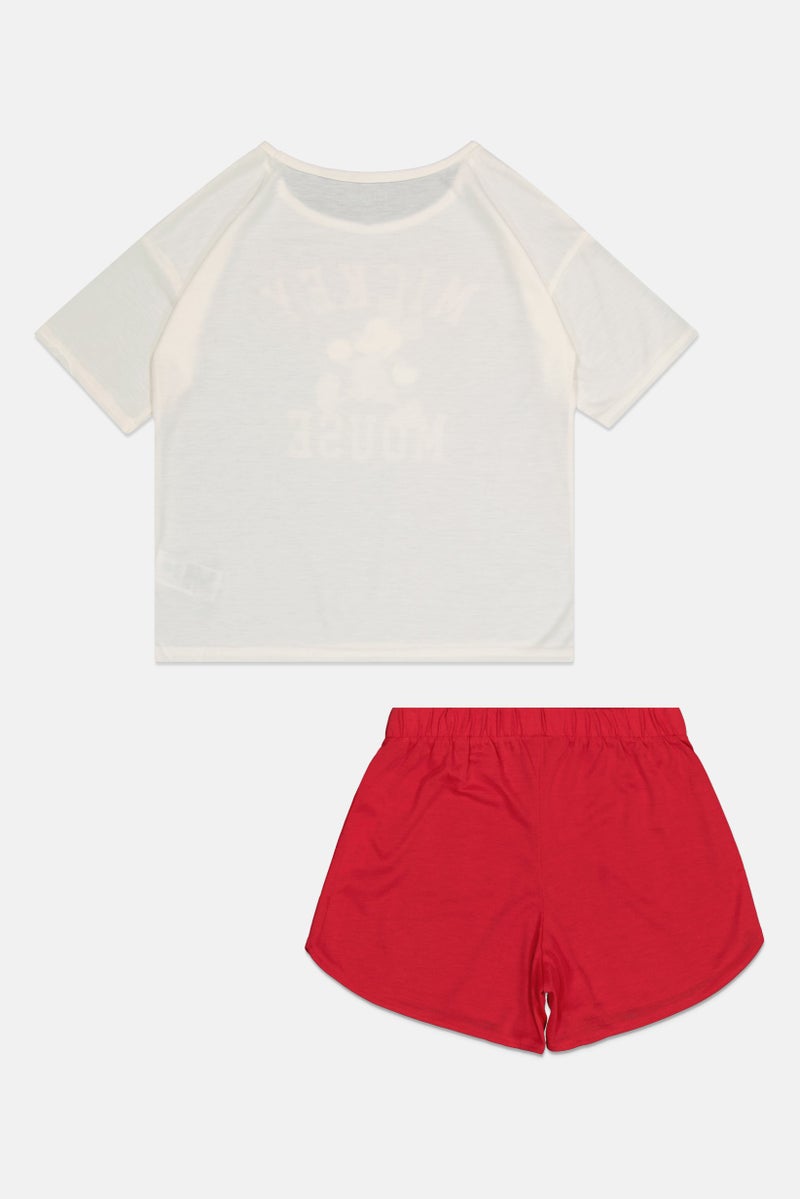 GAP Disney By Gap Kids Girl 2 Piece Graphic Print Short Sleeve T-Shirt And Shorts Set, Multicolor - Image 3