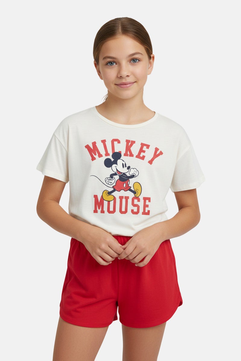 GAP Disney By Gap Kids Girl 2 Piece Graphic Print Short Sleeve T-Shirt And Shorts Set, Multicolor - Image 1