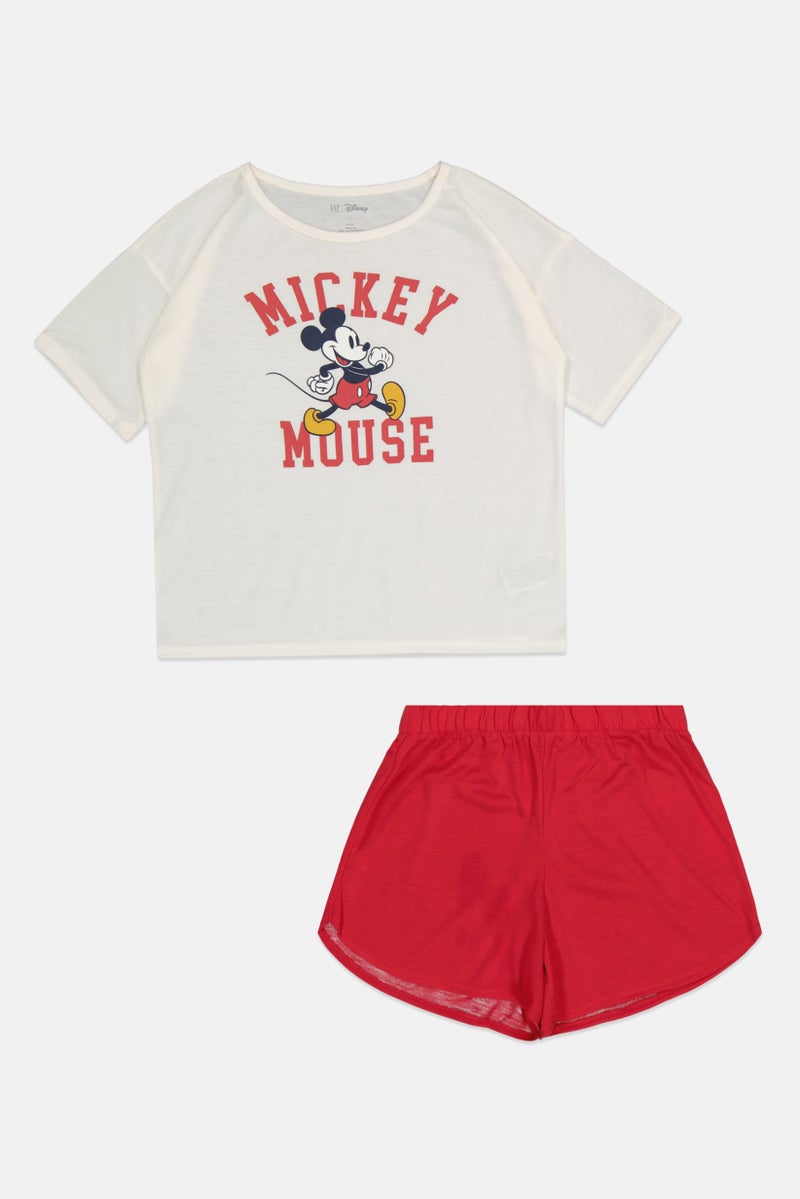 GAP Disney By Gap Kids Girl 2 Piece Graphic Print Short Sleeve T-Shirt And Shorts Set, Multicolor - Image 2