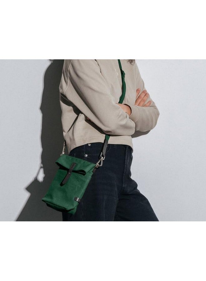 DailyObjects Unisex Scout Sling Crossbody Bag| Solid Canvas Purse With Internal & External Pockets| Leather Cufflink Closure With Adjustable Cotton Strap| Storage Space For Essentials, Green - Image 3