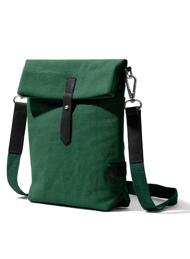 DailyObjects Unisex Scout Sling Crossbody Bag| Solid Canvas Purse With Internal & External Pockets| Leather Cufflink Closure With Adjustable Cotton Strap| Storage Space For Essentials, Green - Image 1