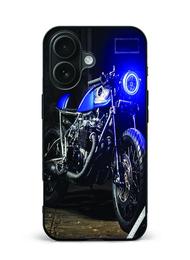 COVERSCART Protective Case Cover For Apple iPhone 16 Blue Racer Bike Design Multicolour