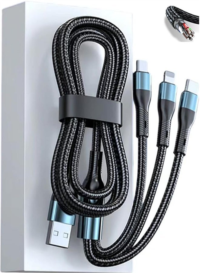 ZapLin 3-in-1 USB Fast Charging Cable 1m - Type C, Lightning & Micro USB Charger Cable, Universal Data Cable for iPhone, Samsung, Android Phones & Tablets - Image 1