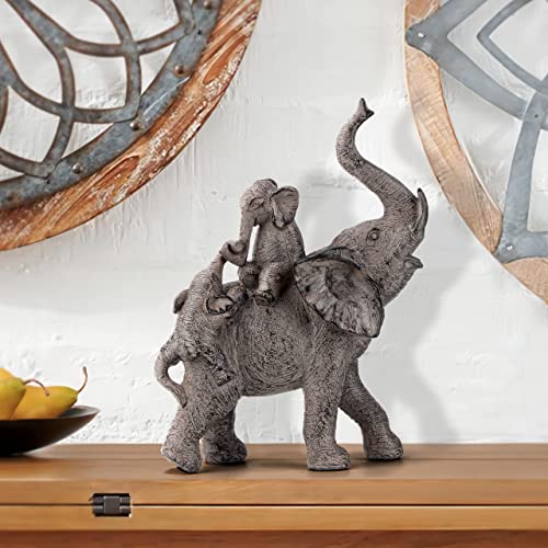 Smadeer Elephant Statues for Home Decor Accent, Elephants Decor for Shelf Table Desk Decorations, Mother and Baby Elephant Figurines with Trunk Up, African Animal Family Elephants Gifts for Woman - Image 4