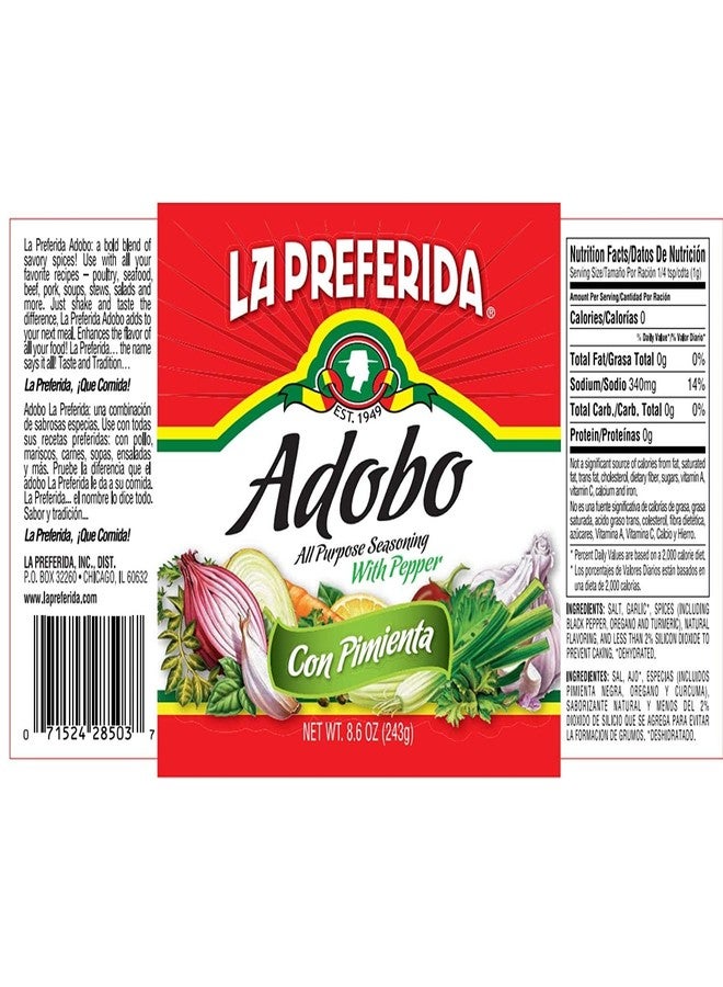 La Preferida Adobo with Pepper, All Purpose Seasoning 8.6-Ounce (Pack of 3) - Image 5