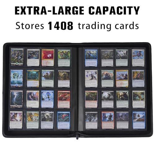 MORABTO Card Binder 16 Pocket,Trading Card Binder Holds up to 1408 Cards with 44 Sleeves,Zipper Card Holder Album Compatible with TCG Card/Game Cards/Sports Card-Orange - Image 3