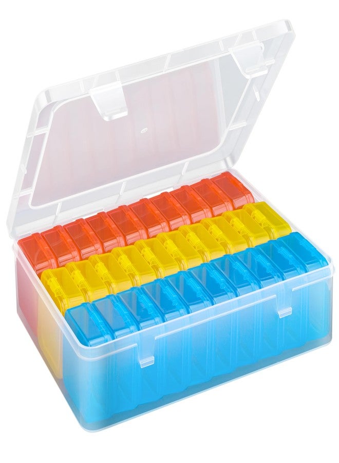 Mathtoxyz Bead Organizer Box,62 Pieces Small Plastic Storage Cases with Hinged Lid (Red,Yellow,Blue) - Image 1