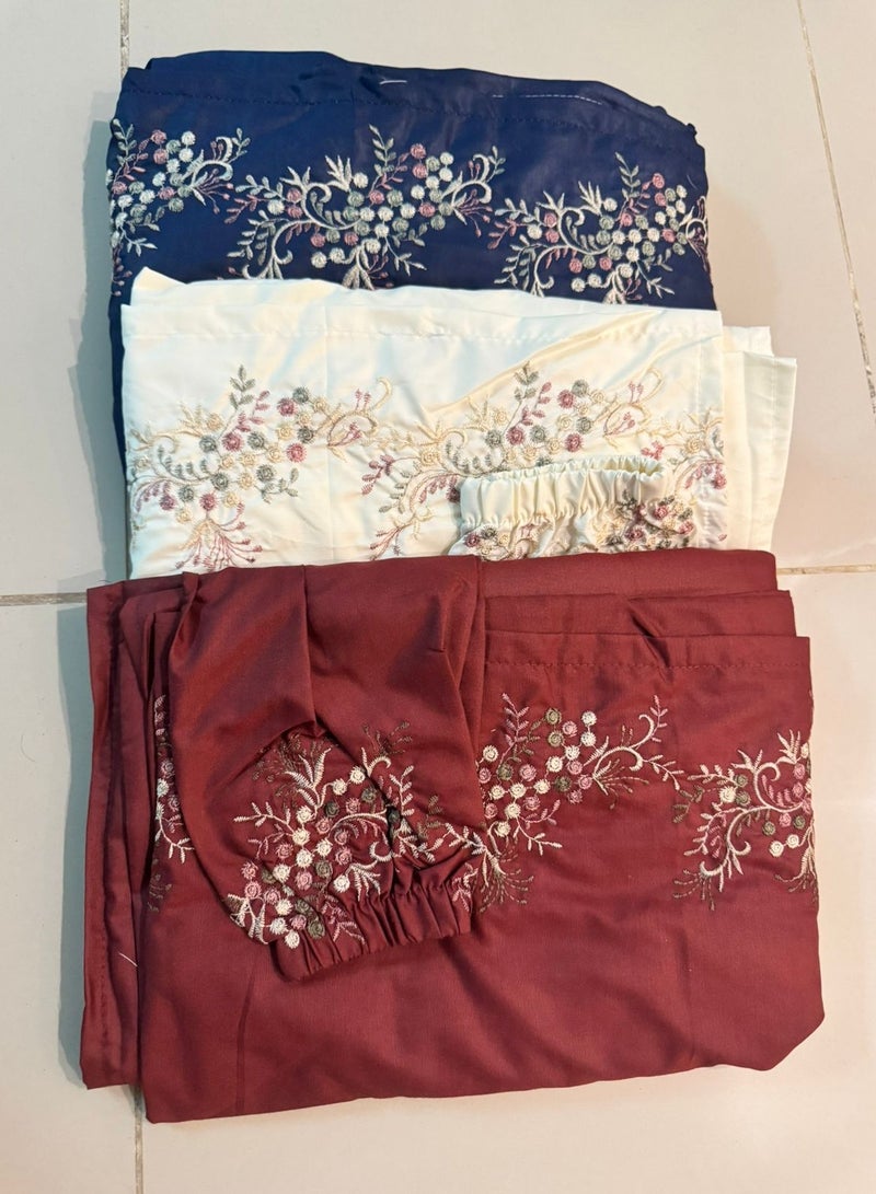 برايدس شرشف صلاة مطرزقطن بارد لبس مفتوح -طقم 3حبة بألوان مختلفة - Image 1