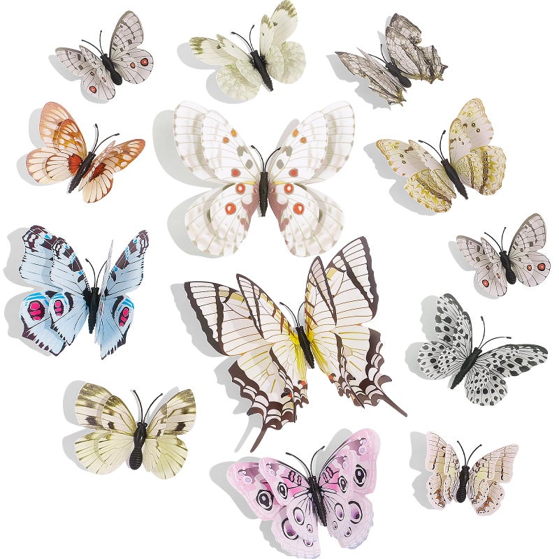 SAOROPEB 3D Butterfly Wall Decor, 24 Pcs Double Layer Butterfly Decorations for Party Decorations Locker Decor Refrigerator Decal, Reusable (White) - Image 1