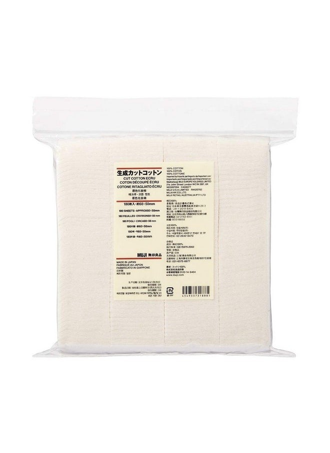 MUJI Makeup Facial Soft Cut Cotton Unbleached 60X50 Mm 180Pcs  - Image 2