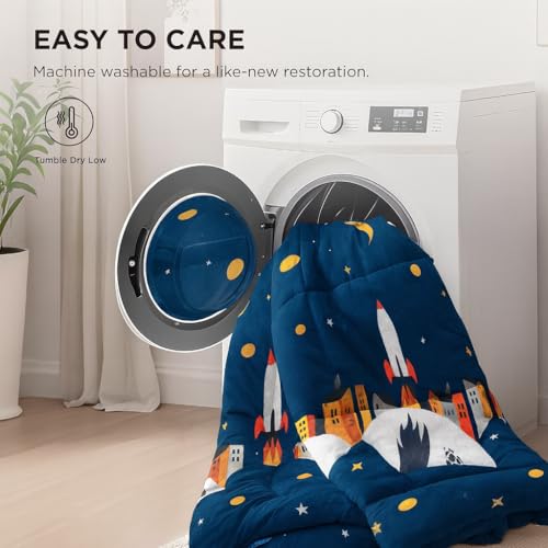 PRISCILLA 200 GSM 400 TC Kids Glace Cotton Reversible Cartoon Printed Double Bed King Size Comforter with Matching Bedsheet 90 * 100 with 2 Pillow Covers Set of 4 Pieces (Design 23) - Image 5