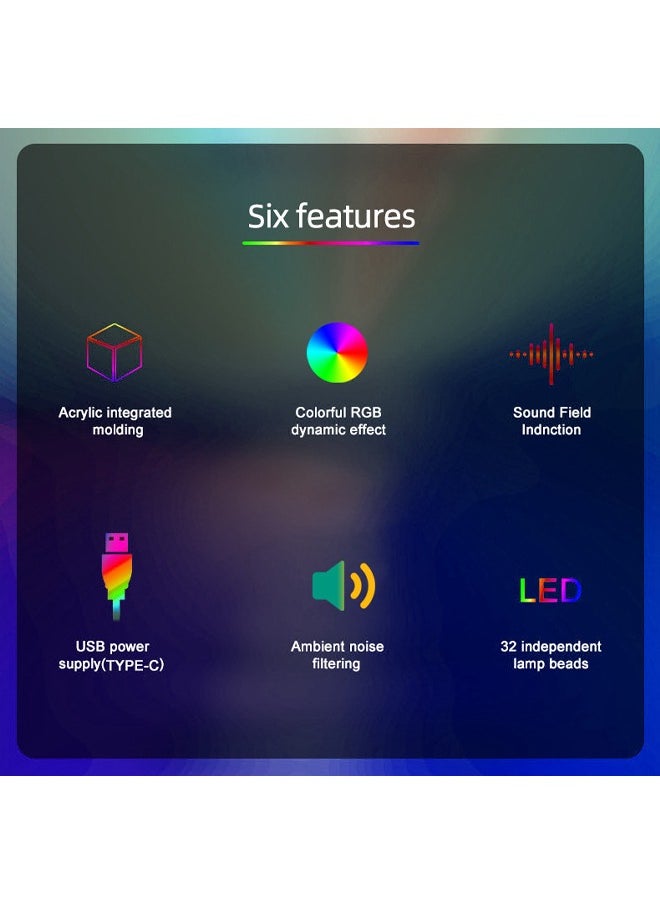 LED Computer Desktop Background Ambient Light Gaming RGBIC Illusion Desk Lamp BT Music Pickup Light