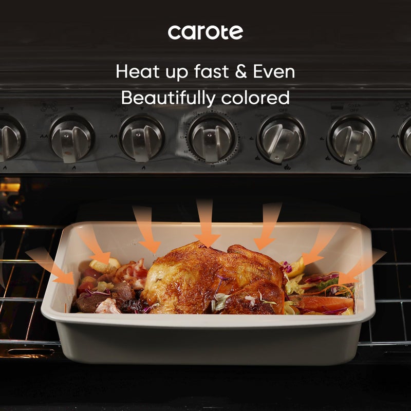 CAROTE 7-Piece Nonstick Stackable Baking Pans Set - Bakeware Sets Including Cookie Sheets for Baking, Muffin Pan, Bread Pan, Cake pan, Loaf Pan, Roasting Pan, Gray & Khaki - Image 4