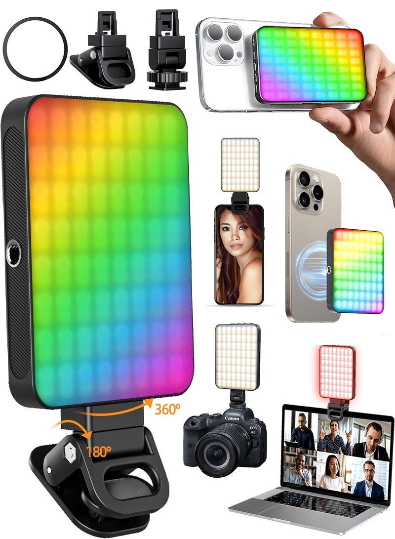 Bamboo RGB Video Light with Magsafe, Photography Light Clip on Phone Laptop,Portable LED Camera Fill Light Panel,Pocket LED Phone Light,Dimmable 9 Lighting Effects,Rechargeable LED Lighting for Video Conference,TikTok,Youtube - Image 1