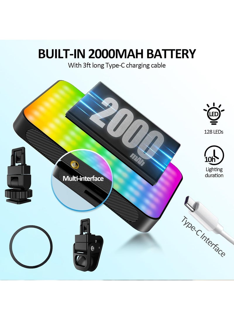 Bamboo RGB Video Light with Magsafe, Photography Light Clip on Phone Laptop,Portable LED Camera Fill Light Panel,Pocket LED Phone Light,Dimmable 9 Lighting Effects,Rechargeable LED Lighting for Video Conference,TikTok,Youtube - Image 4