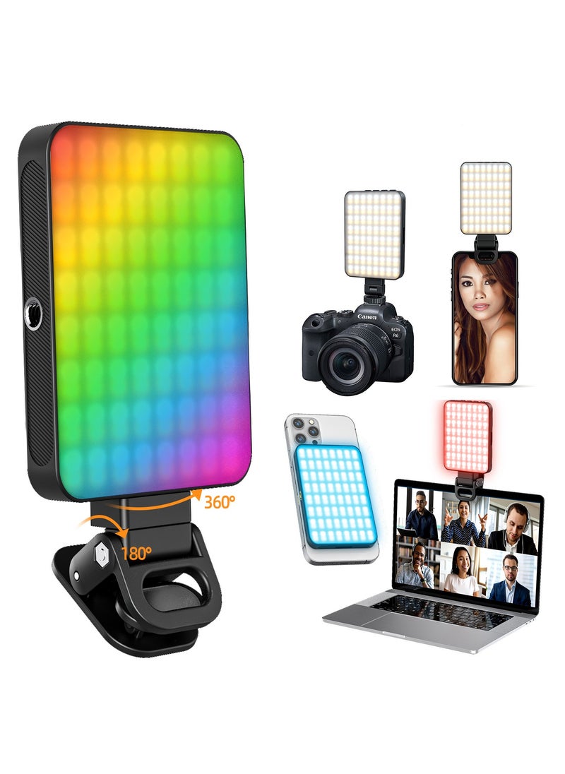 Bamboo Magnetic Photography Light Clip on Phone Laptop,Video Light,Portable LED Camera Fill Light Panel,Pocket LED Phone Light,Dimmable 3 Lighting Effects,Rechargeable LED Lighting for Video Conference,TikTok,Youtube 