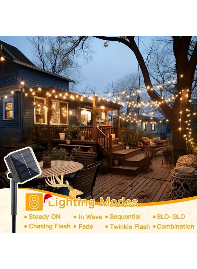 39 قدم 100 مصباح LED إنارة سلسلة شمسية متعددة الألوان 8 أوضاع مقاومة للماء IP65 لحفلات عيد الميلاد - Image 3