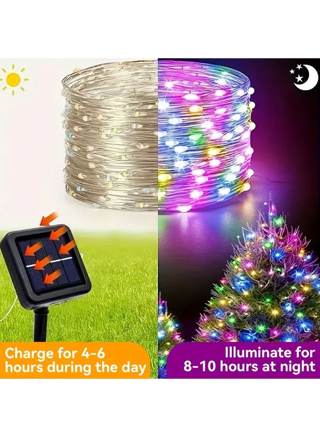 39 قدم 100 مصباح LED إنارة سلسلة شمسية متعددة الألوان 8 أوضاع مقاومة للماء IP65 لحفلات عيد الميلاد - Image 5