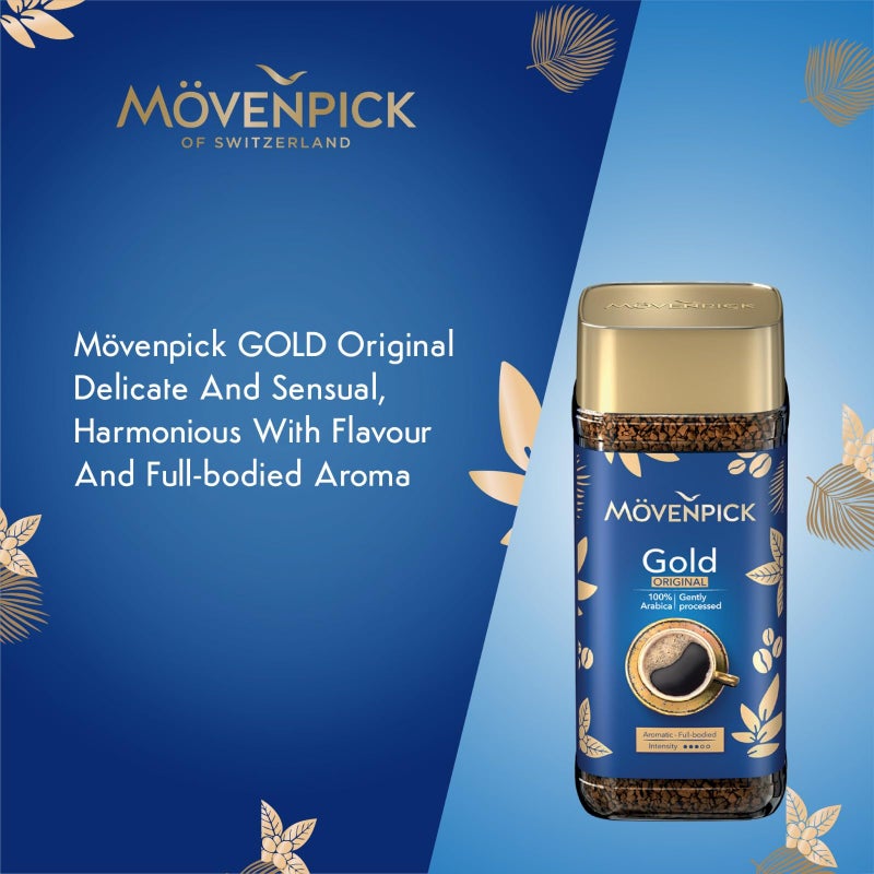 Movenpick Gold Original Imported Coffee - Classic Instant Powder, With Rich Aroma, 100% Arabica Blend, Strong Freeze Dried, Premium Pure Roasted, High Caffeine Flavour, Weight 100g - Image 2