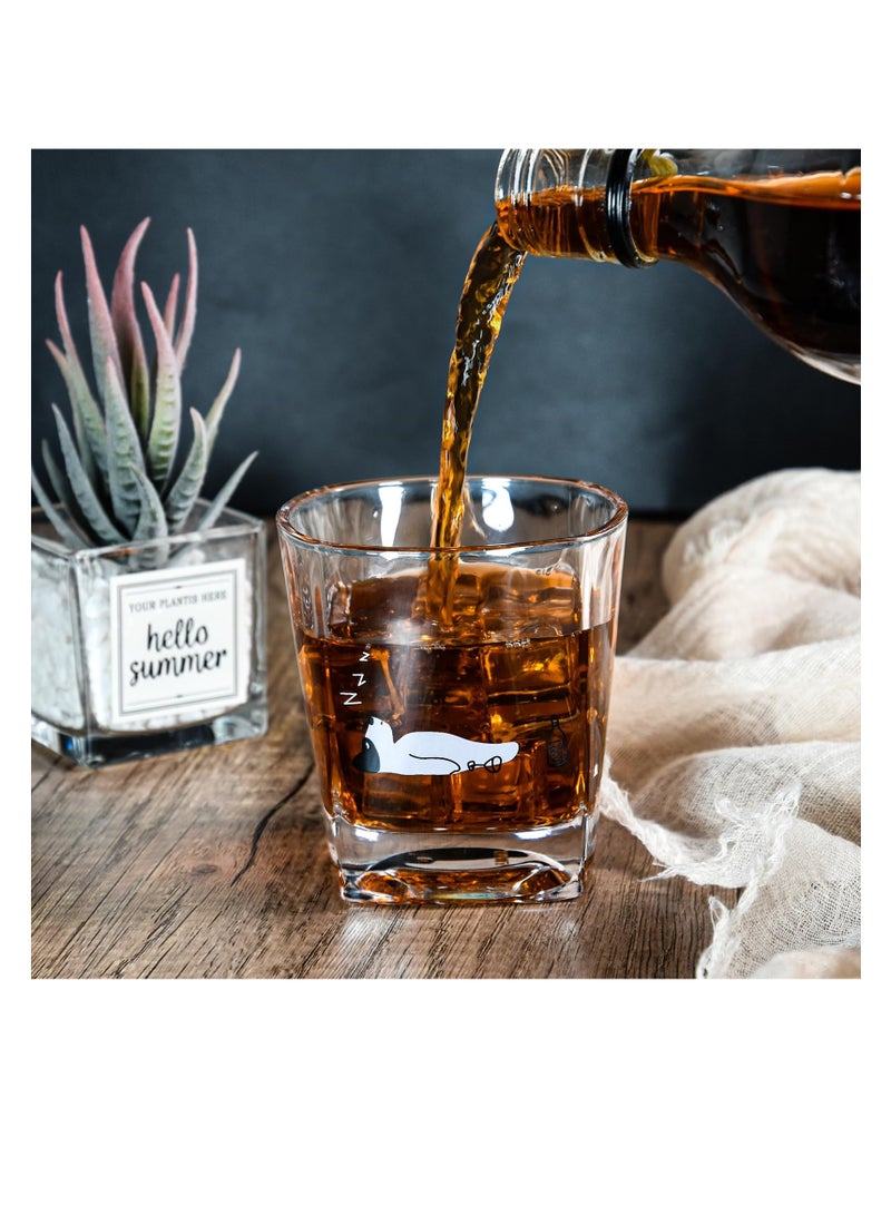 SYOSI Old Fashioned Whiskey Glasses, 2PCS, Cat Dad Whiskey Gifts, 10oz Crystal Whiskey Glasses, Heavy Base Whiskey Glasses Gifts for Men, Unique Whiskey Glasses for Cocktail Drinks, Bourbon, Beer - Image 5
