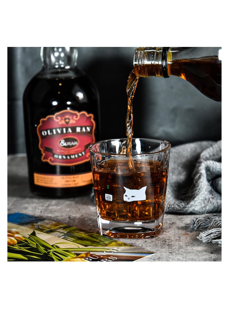SYOSI Old Fashioned Whiskey Glasses, 2PCS, Cat Dad Whiskey Gifts, 10oz Crystal Whiskey Glasses, Heavy Base Whiskey Glasses Gifts for Men, Unique Whiskey Glasses for Cocktail Drinks, Bourbon, Beer - Image 2
