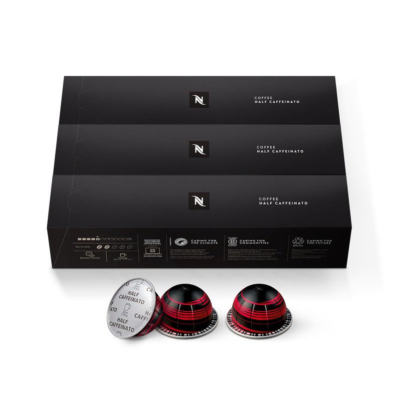 Nespresso كبسولات نسبريسو فيرتو، نصف كافيين، قهوة محمصة خفيفة، 30 كبسولة قهوة، تخمر 7.8 أونصة. - Image 1