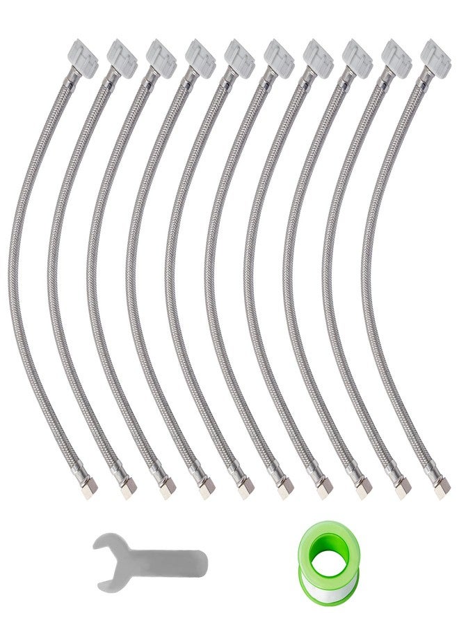 SUNGATOR (عبوة من 10 قطع) خط إمداد مياه المرحاض SUNGATOR مقاس 12 بوصة، وصلة خرطوم المرحاض المضغوط 7/8 بوصة × 3/8 بوصة، خط إمداد مياه مضفر من الفولاذ المقاوم للصدأ مقاس 12 بوصة مع مفتاح ربط واحد وشريط مانع للتسرب - Image 1