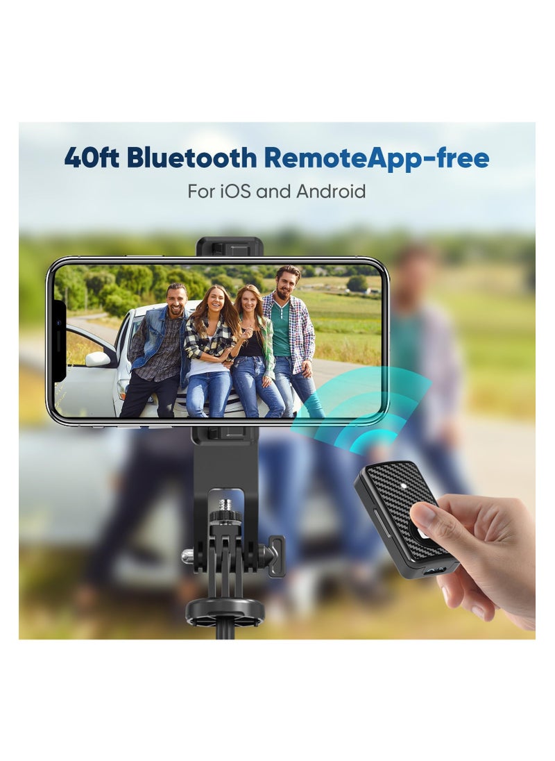 Anmi - Selfie Stick Tripods Quadpods with LED Fill Light, 53.1 Inch Extendable Travel Quadpods with Wireless Remote Aluminium Selfie Stick for Video Recording, Cell Phone, Gopro (Black) - Image 1