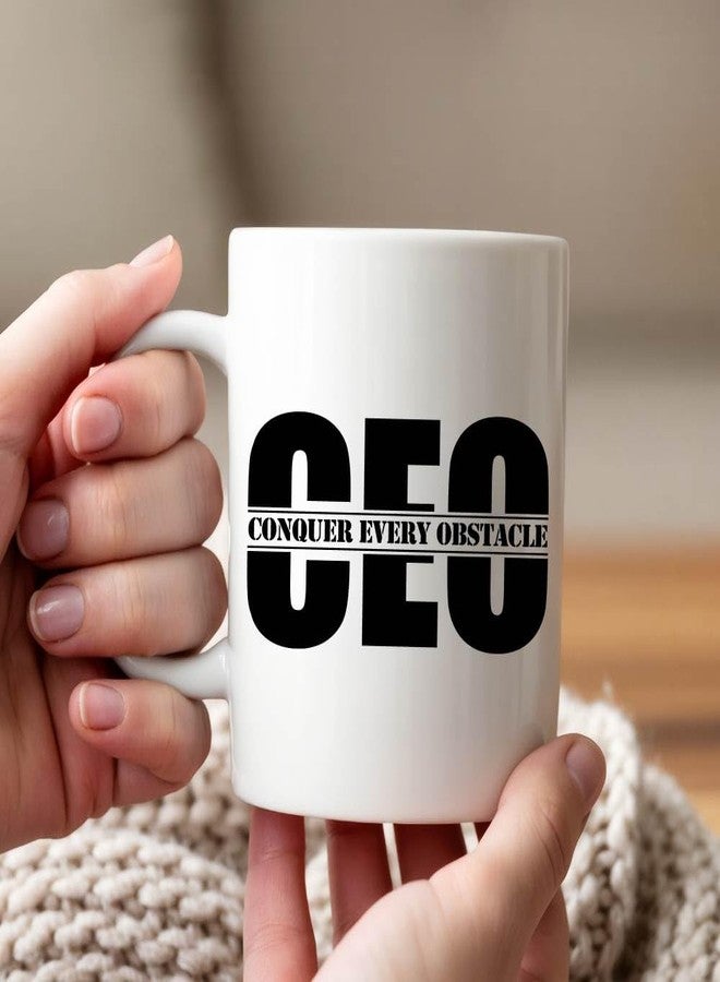 THE CEO Stylish Coffee Mug for Coffee Lovers - Premium Boss Mug with Gloss Finish - Premium Ceramic, Microwave Safe, 11oz Gift Mugs - Conquer Every Obstacle CEO (White) - Image 2