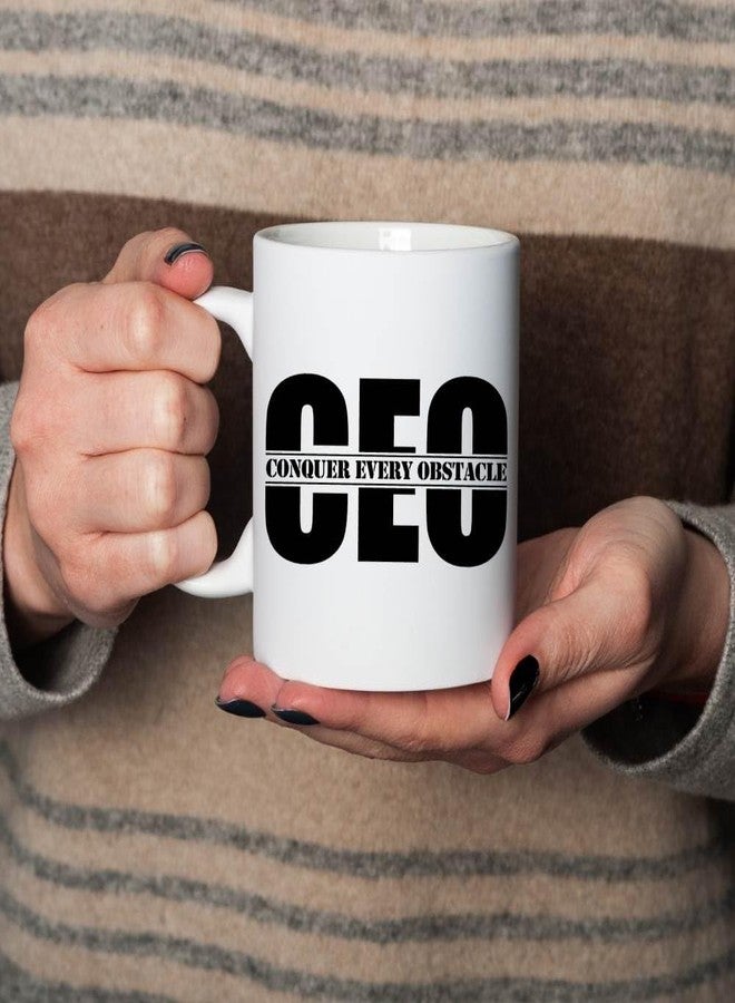 THE CEO Stylish Coffee Mug for Coffee Lovers - Premium Boss Mug with Gloss Finish - Premium Ceramic, Microwave Safe, 11oz Gift Mugs - Conquer Every Obstacle CEO (White) - Image 3