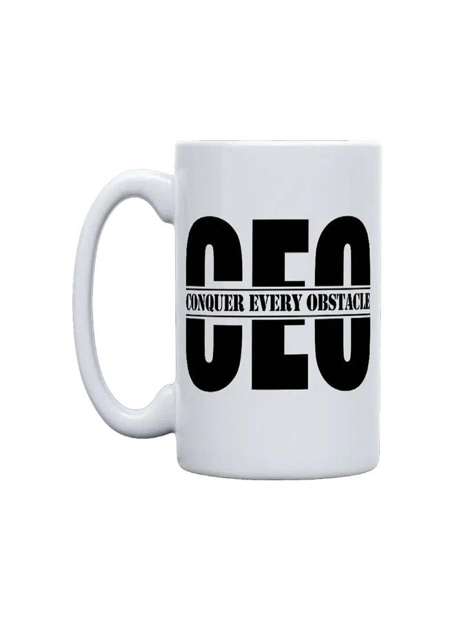 THE CEO Stylish Coffee Mug for Coffee Lovers - Premium Boss Mug with Gloss Finish - Premium Ceramic, Microwave Safe, 11oz Gift Mugs - Conquer Every Obstacle CEO (White) - Image 1