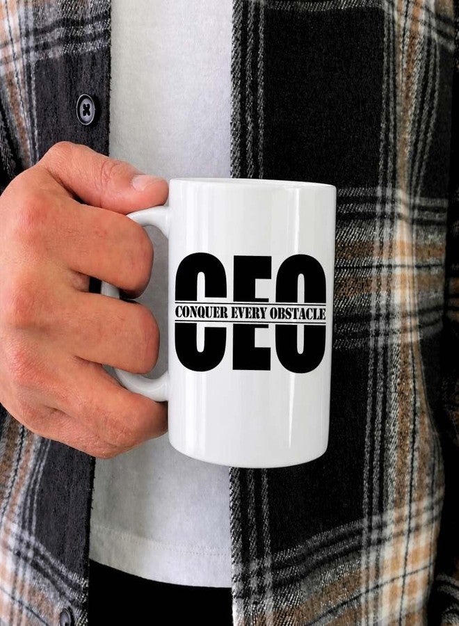 THE CEO Stylish Coffee Mug for Coffee Lovers - Premium Boss Mug with Gloss Finish - Premium Ceramic, Microwave Safe, 11oz Gift Mugs - Conquer Every Obstacle CEO (White) - Image 5