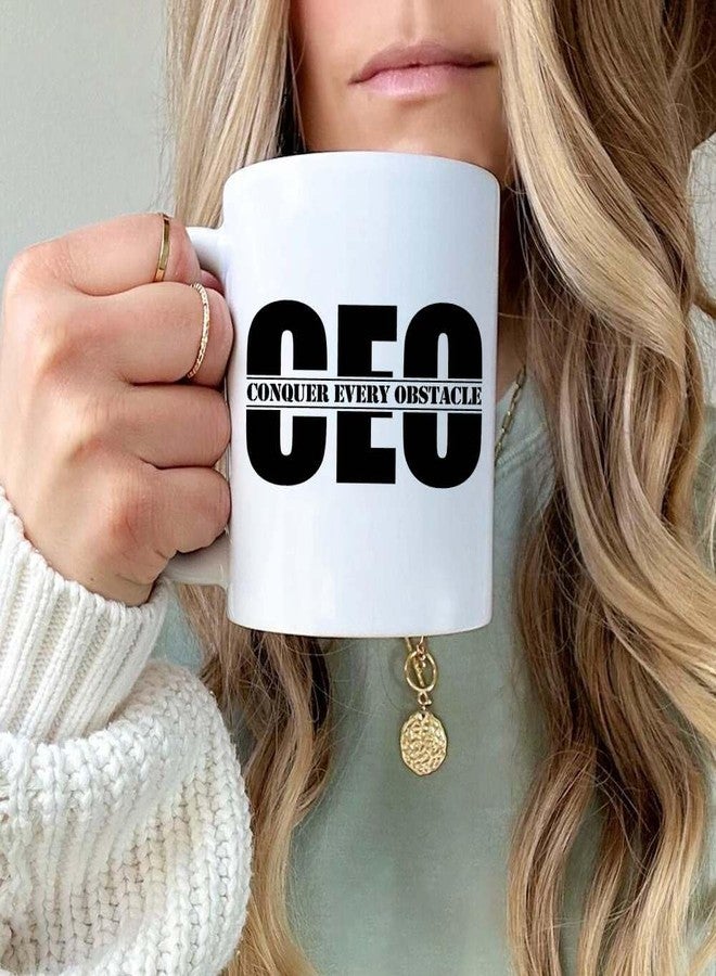 THE CEO Stylish Coffee Mug for Coffee Lovers - Premium Boss Mug with Gloss Finish - Premium Ceramic, Microwave Safe, 11oz Gift Mugs - Conquer Every Obstacle CEO (White) - Image 4