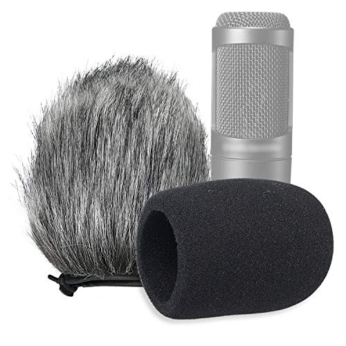 SUNMON Windscreen and Foam Cover, Indoor Outdoor Microphone Wind Muff for Audio-Technica AT2020, AT2020USB, AT2020USB+ mic AT2035, AT4040, AT2050 Microphone（2Pack） - Image 1