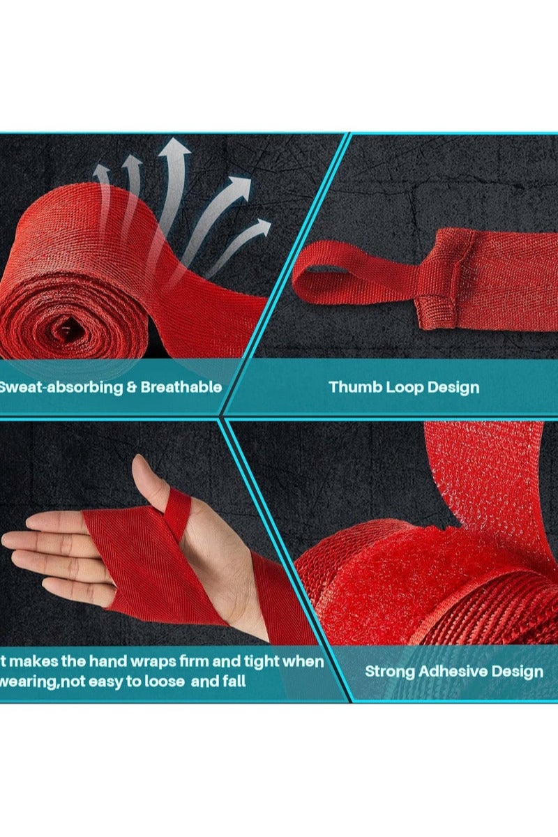 TNGames Pro-Grade Boxing Hand Wraps (3m)｜MMA/Muay Thai/Kickboxing Training｜Thumb Loop + Military-Grade Hook & Loop｜Olympic Team’s Choice  ｜Red - Image 5