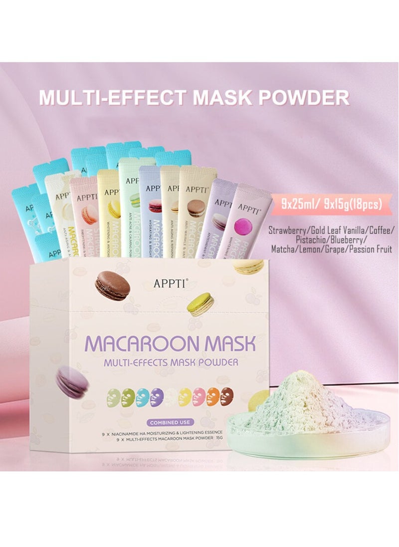APPTI - Macaroon Mask Multi Effects Mask Powder Peel Off Multiple Flavors Macaroon Mask for Face Care Home DIY Spa Ordinary Collagen Face Mask with HA and Niacinamide Moisturizing Face Mask Jelly Face Mask - Image 1